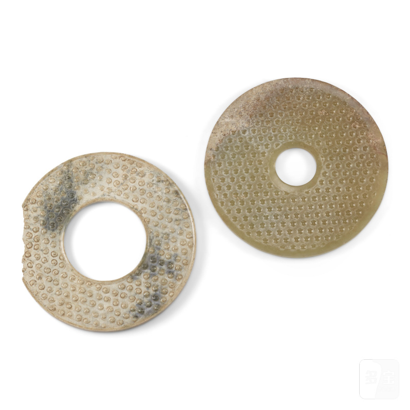 戰國或更晚 玉璧兩件 | TWO JADE DISCS BI